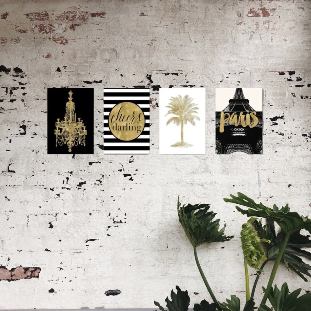 "Black & White Chic"  7"x5" 4 Piece Wall Art Set